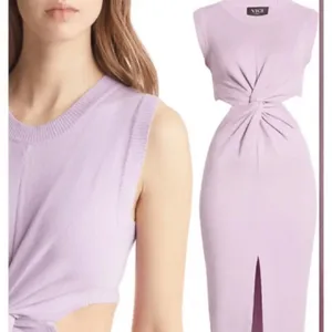 NEW Vici Women Midi Dress XL Lavender Purple Cutout Twist Open Back‎ Brunch Date thumbnail 4