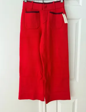 Maeve Colette Sweater Knit High-Rise Wide-Leg Cropped Pants, Size XXSP thumbnail 7