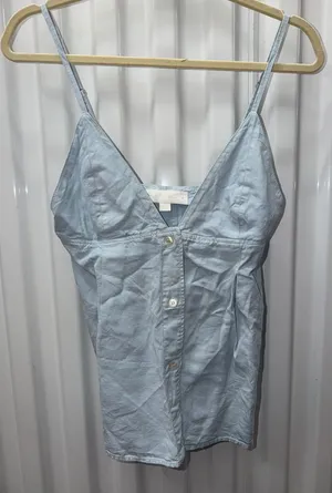 Zara Pale Blue Button-Front Top S thumbnail 1