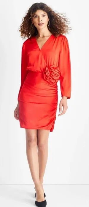 NWT Future Collective Rosette Long Sleeve Mini Dress Sz 12 thumbnail 1
