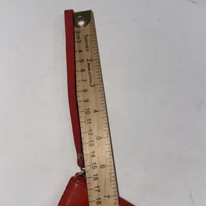 Vintage Y2K Kate Spade Logo‎ Leather Red Orange Zip Small Wristlet Wallet thumbnail 6
