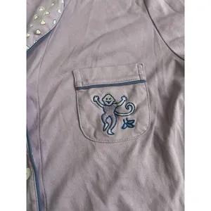 New Rare Roller Rabbit Monkey Embroidered Polo PJ Pajama Shorts Shirt Lavender M thumbnail 7