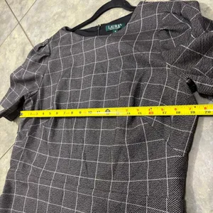 Ralph Lauren Women’s Windowpane Puff Sleeve Dress Size 16 Fully Lined Office EUC thumbnail 9