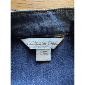 Coldwater Creek Women Large Blue Denim Button‎ Jean Jacket Y2K Business Casual thumbnail 3