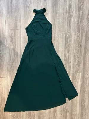 New Lulus Confidently Emerald Backless Halter Maxi Dress Size Medium MSRP $99 thumbnail 8