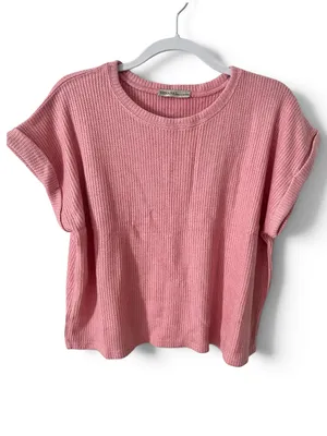 Zenana Waffle Knit Short-Sleeve pant Set in Dusty Rose size Large thumbnail 3