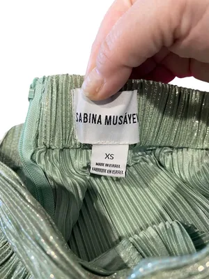 Revolve Sabina Musayev Pleated Ross Pants Mint Green Size XS Disco Rave Festival thumbnail 3