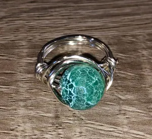 Handmade Wire Wrapped Stone Ring Silver thumbnail 1