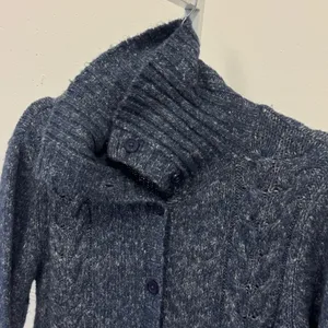 L.L. Bean Marled Cable Knit Button Front Cardigan Sweater Speckled Wool Blend M thumbnail 7