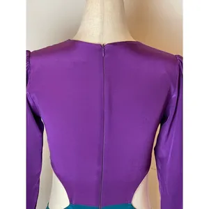 Naven Dress Women Small Purple Turquoise Silk Long Sleeve Cut Out Mini Revolve thumbnail 8