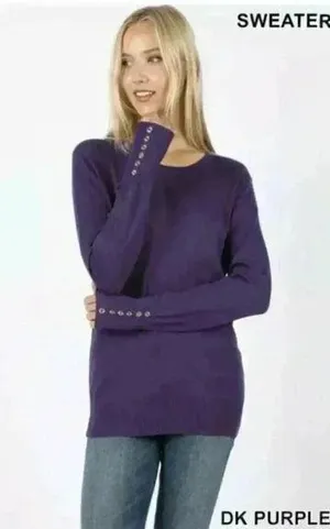 Zenana Outfitters Women Purple Pullover Sweater 1XL thumbnail 1