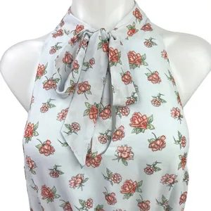 NEW Revolve x Lovers & Friends Blue Floral Tiered High Neck Tie Mini Dress Sz S thumbnail 6