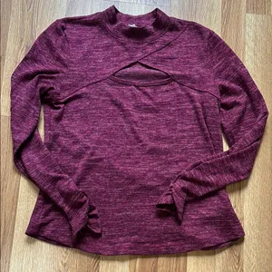 Maurices Raspberry Keyhole Light Sweater with Rouched Sleeves thumbnail 6
