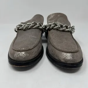Free People EU‎ 36 Women's Size 5.5-6 Vida Silver Metallic Chain Leather Mules thumbnail 6