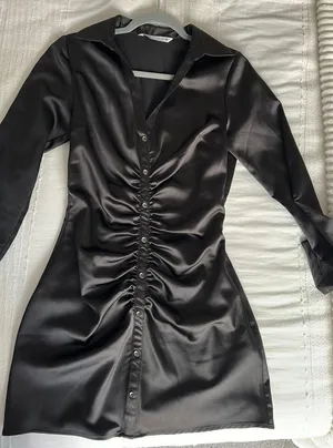 Zara Black Long Sleeve Mini Dress thumbnail 2