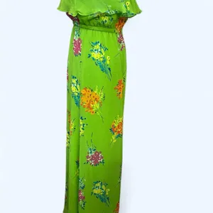 Old Navy Green Floral Chiffon Strapless Flounce Maxi Dress Size XS EUC thumbnail 6