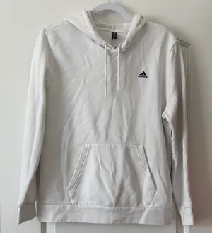 adidas White Pullover Hoodie with Small Logo thumbnail 1