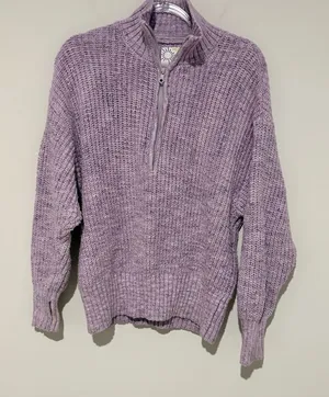 Aerie offline cotton chillside half zip sweater purple size‎ XS. Thumbholes. thumbnail 1