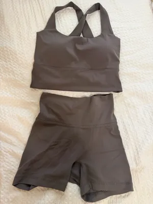 Berlook X Criss Cross Bra and Shorts Set Brown thumbnail 4