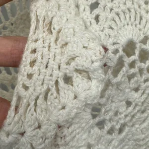 Y2K Coolwear USA Crochet Cardigan Cream Ramie Cotton Tie Front Boho Medium Boho thumbnail 9