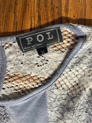 POL Dusty Blue Lace Yoke Peasant Tunic thumbnail 5