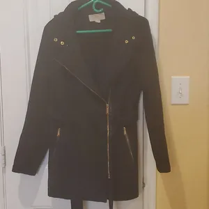 Michael Kors asymmetric zip up belted hooded coat. Size M thumbnail 3