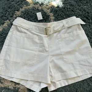 LOFT Cream Women's Belted Shorts thumbnail 1