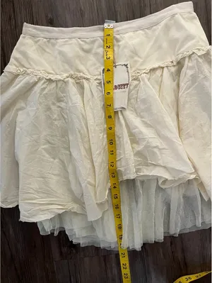 NWT VTG Velocity Layered Ruffle Tiered Mini Skirt Cream Boho thumbnail 4