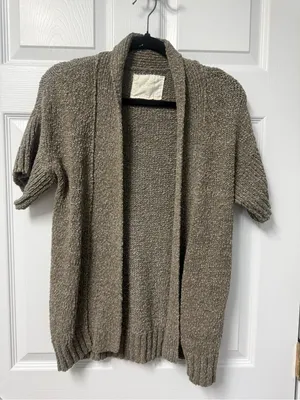 Ann Taylor LoFt Lounges women’s Open-Front Shawl Collar Sweater Cardigan - Taupe thumbnail 1