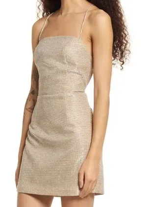 Lulus Earned Your Win Metallic Lace Cocktail Dress size XL thumbnail 1