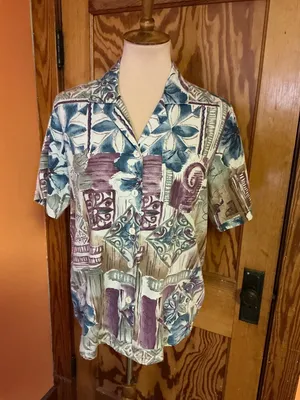 Vintage 80s Season Ticket Blouse Medium Boho Abstract Print Pocket Top thumbnail 7