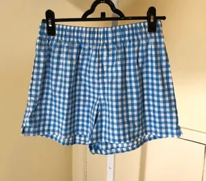 Colsie NWT Women's Blue Gingham Boxer Shorts Pajama Shorts Size S thumbnail 1