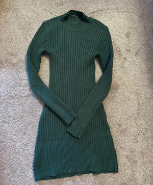 Green Ribbed Knit Dress thumbnail 1