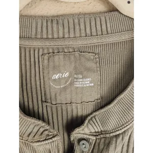 Aerie Womens Green Long Sleeve Ribbed Henley Shirt XL thumbnail 3