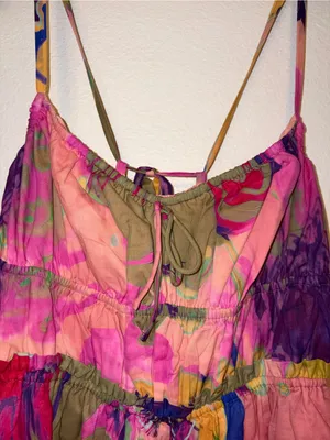NWT Steve Madden Floral Mini Dress Medium Spaghetti Strap Tie Bust Tropical thumbnail 8