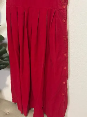 Vintage red corduroy vneck jumper with button detail Small thumbnail 4
