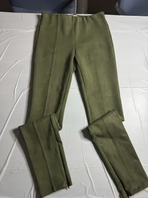 Anthropologie Army Green Faux Suede Legging Pants Size 28 Tall thumbnail 1