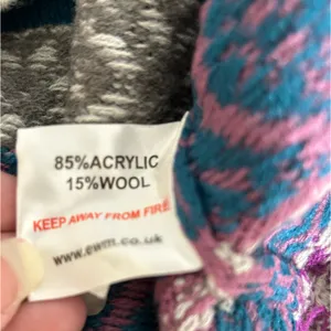 COUNTRY ROSE Pink Blue Fairisle‎ Cardigan Wool Blend Size Small thumbnail 5