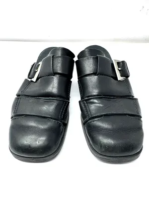 ENZO ANGIOLINI distressed black leather mules, size 8.5 thumbnail 5