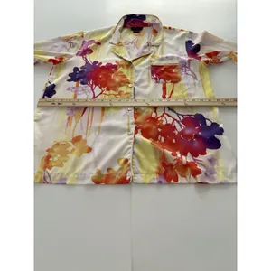 Natori Pajama Top Womens Medium Multicolor Floral Lounge Silky Button Up thumbnail 9