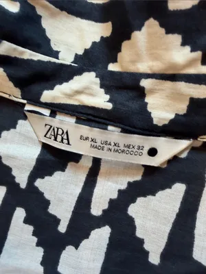 Zara Long Print Collar Dress in Black/Off White Size XL - C30-110 thumbnail 3