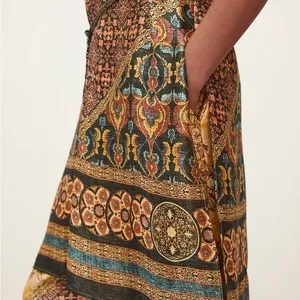 ZARA Women's Designer Bohemian Hippie Tunic Paisley Kaftan Belt thumbnail 14