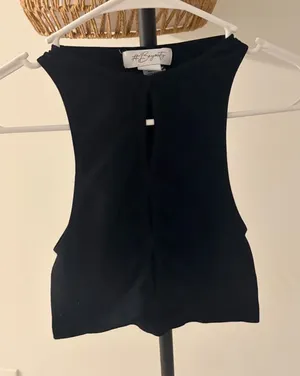 Black Racerback Crop Tank Top Size L thumbnail 1