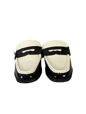 Worthington Destin Women’s 8.5 Loafer Mules Black White Patent Penny NWT thumbnail 3