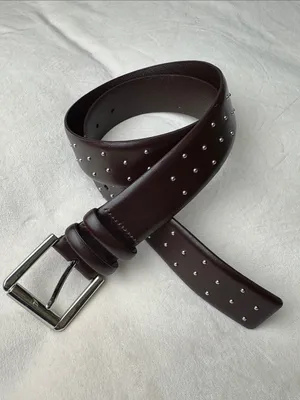 J.Crew Women's Wide belt in studded Italian leather Sz S $98 Milan Brown thumbnail 2