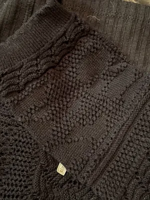 Free People M Black "Colette" Long Sleeve Pointelle Ribbed Crochet Knit Top thumbnail 5