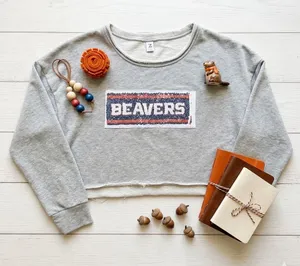 Oregon State Beavers‎ Sequin Flip Crop Sweatshirt Gray XL thumbnail 1