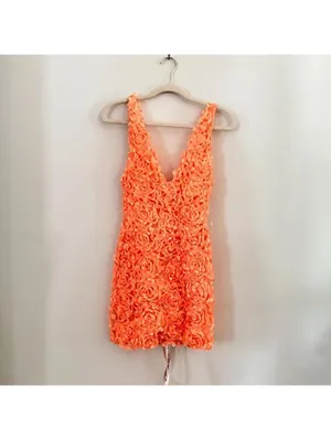House of CB Faena Sorbet Plunge Floral Appliqué Mini Dress thumbnail 4