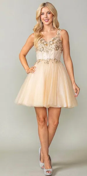 Cinderella Divine Homecoming Gold Sequin Dress thumbnail 1