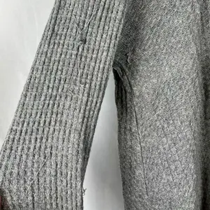 Free People Waffle Knit Thermal Distressed Drippy Asymmetrical Long Sleeve Top S thumbnail 5